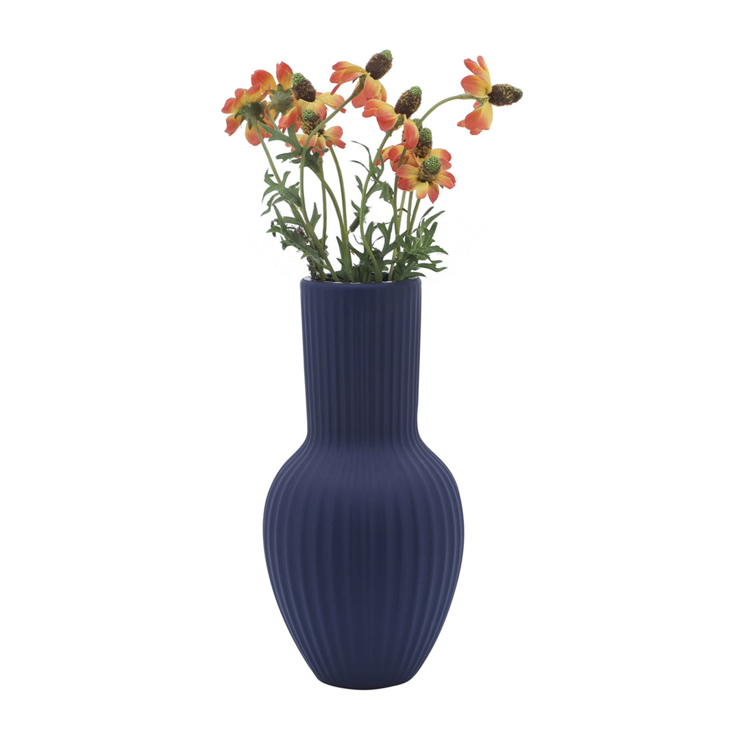 CER, 11"H BOUQUET VASE, NAVY