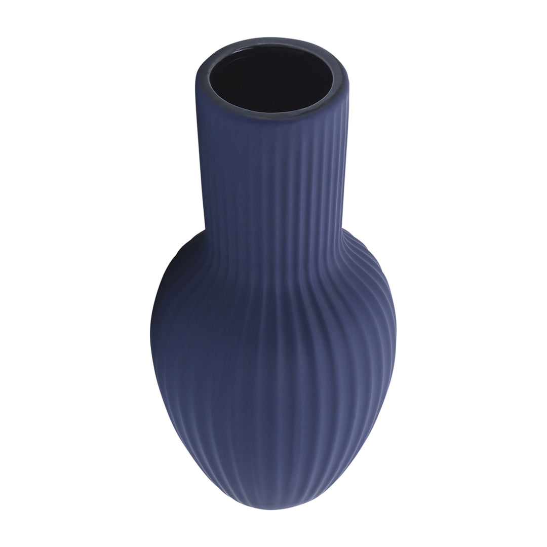 CER, 11"H BOUQUET VASE, NAVY