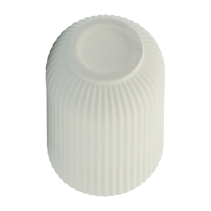 CER, 7"H RIDGED VASE, WHITE