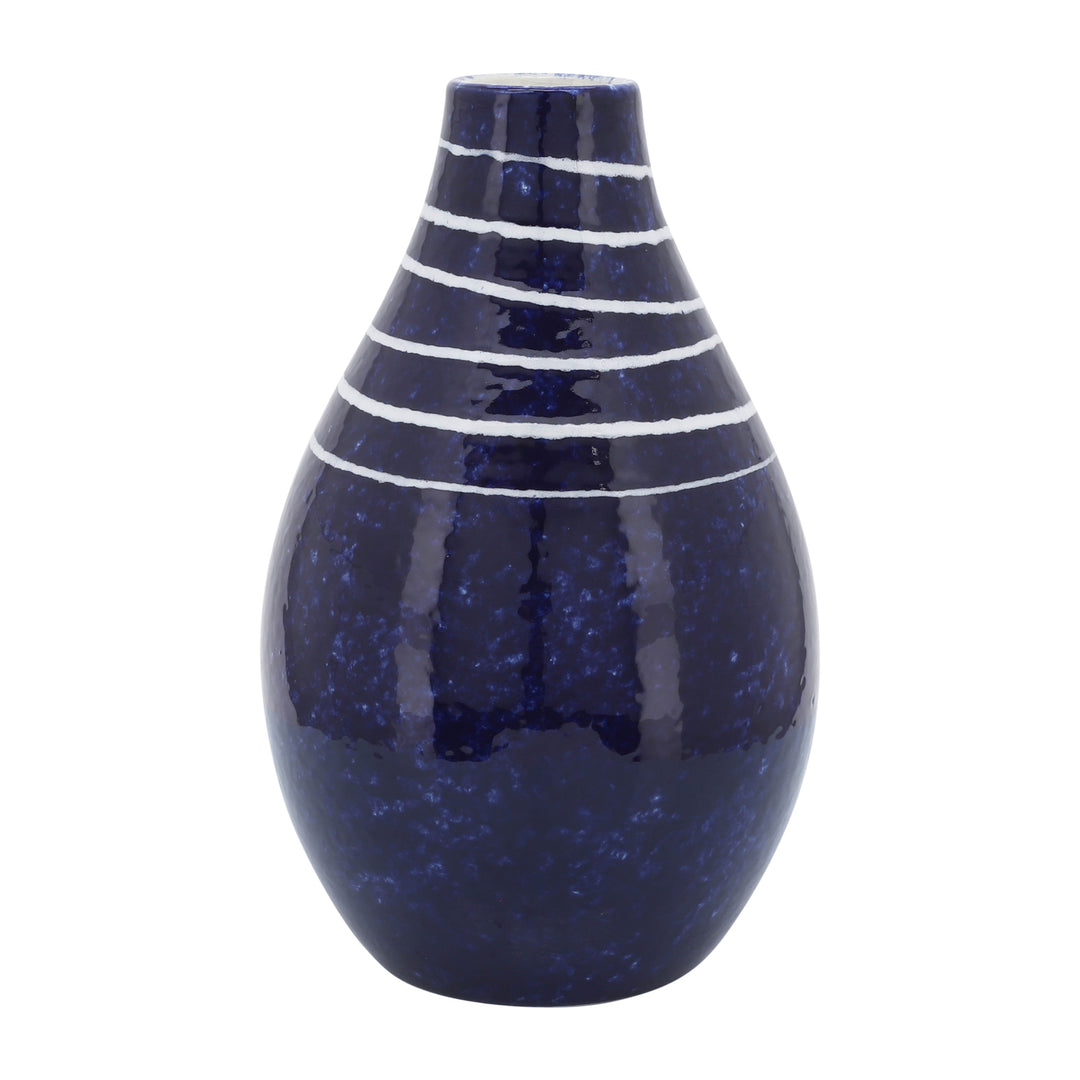 CER, 10"H PRIMEVAL VASE, BLUE