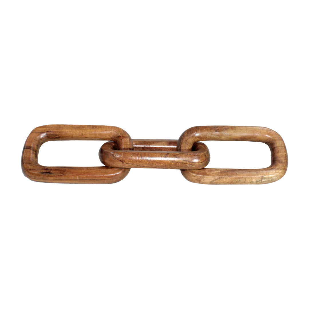 Wood, 17" Square Links Chain, Brown