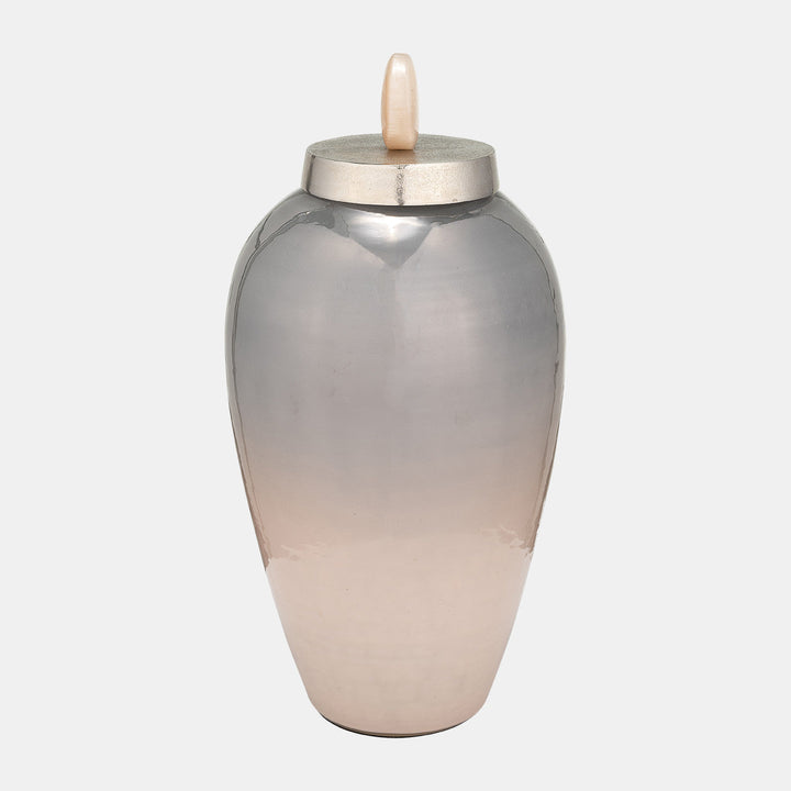 20"H GLASS VASE W/ BLUSH KNOB, CHAMPAGNE