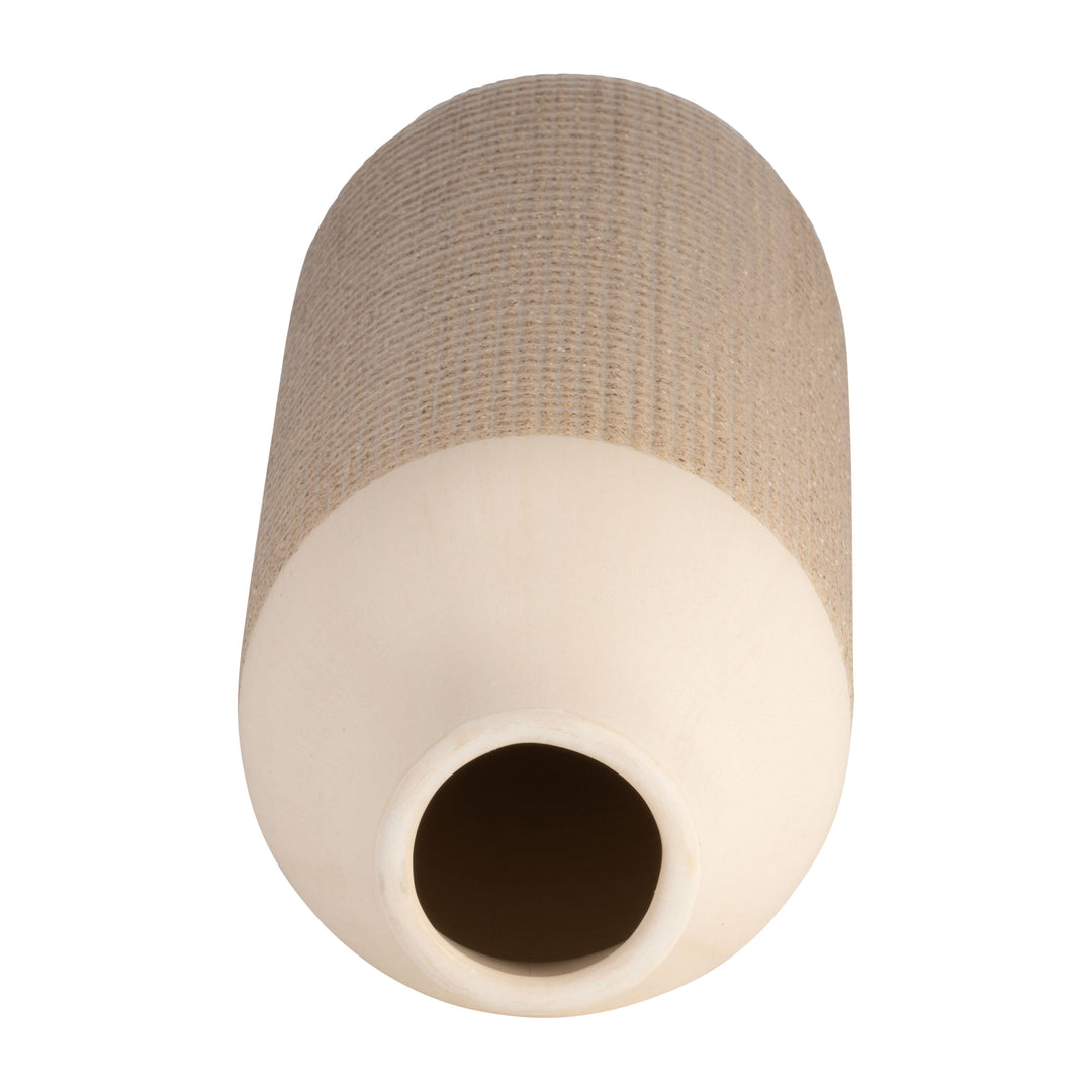 CER, 20" 2-TONE VASE, WHITE/TAN