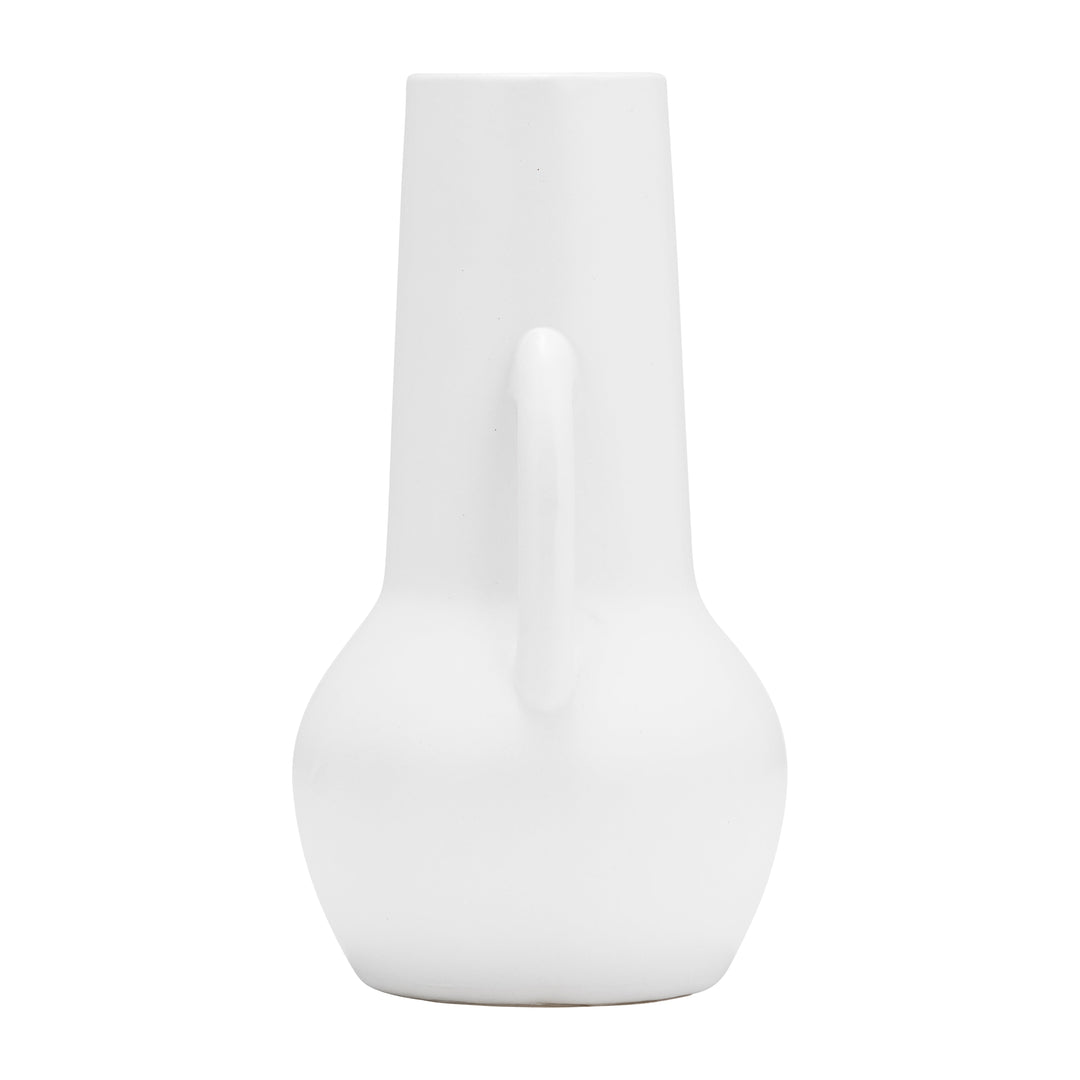 CER,8",VASE W/HANDLES,WHITE