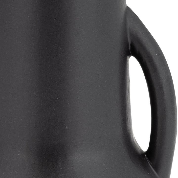 CER,8",VASE W/HANDLES,BLACK