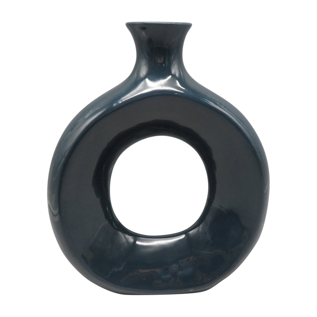 DOL, 10" OPEN CUT VASE, NAVY