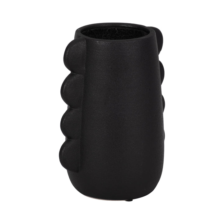 DOL, 7" EARED VASE, BLACK