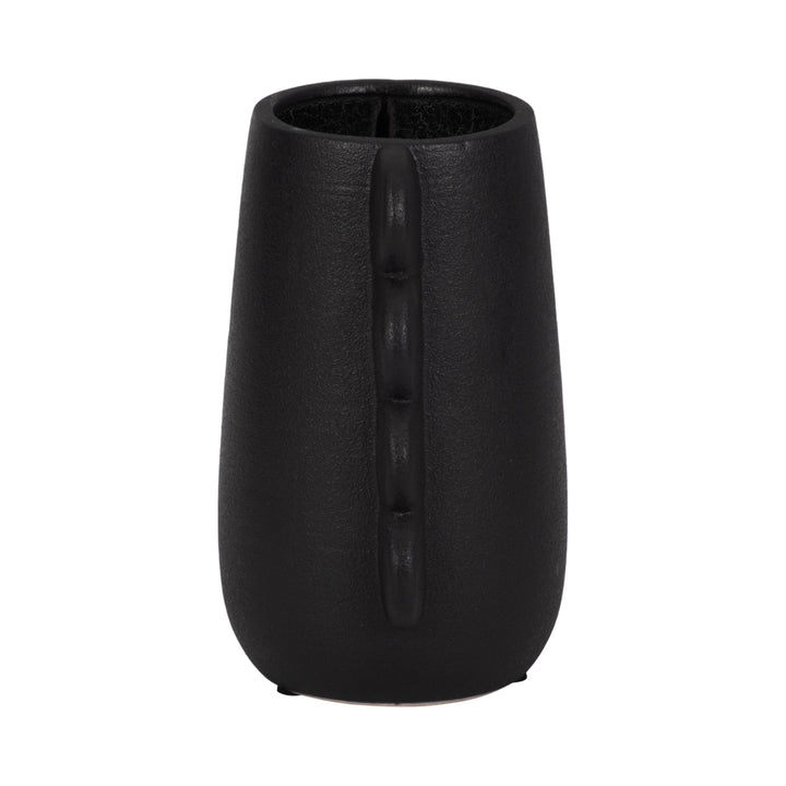 DOL, 7" EARED VASE, BLACK