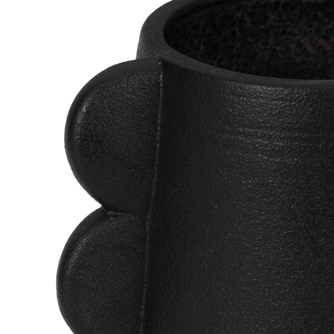 DOL, 7" EARED VASE, BLACK