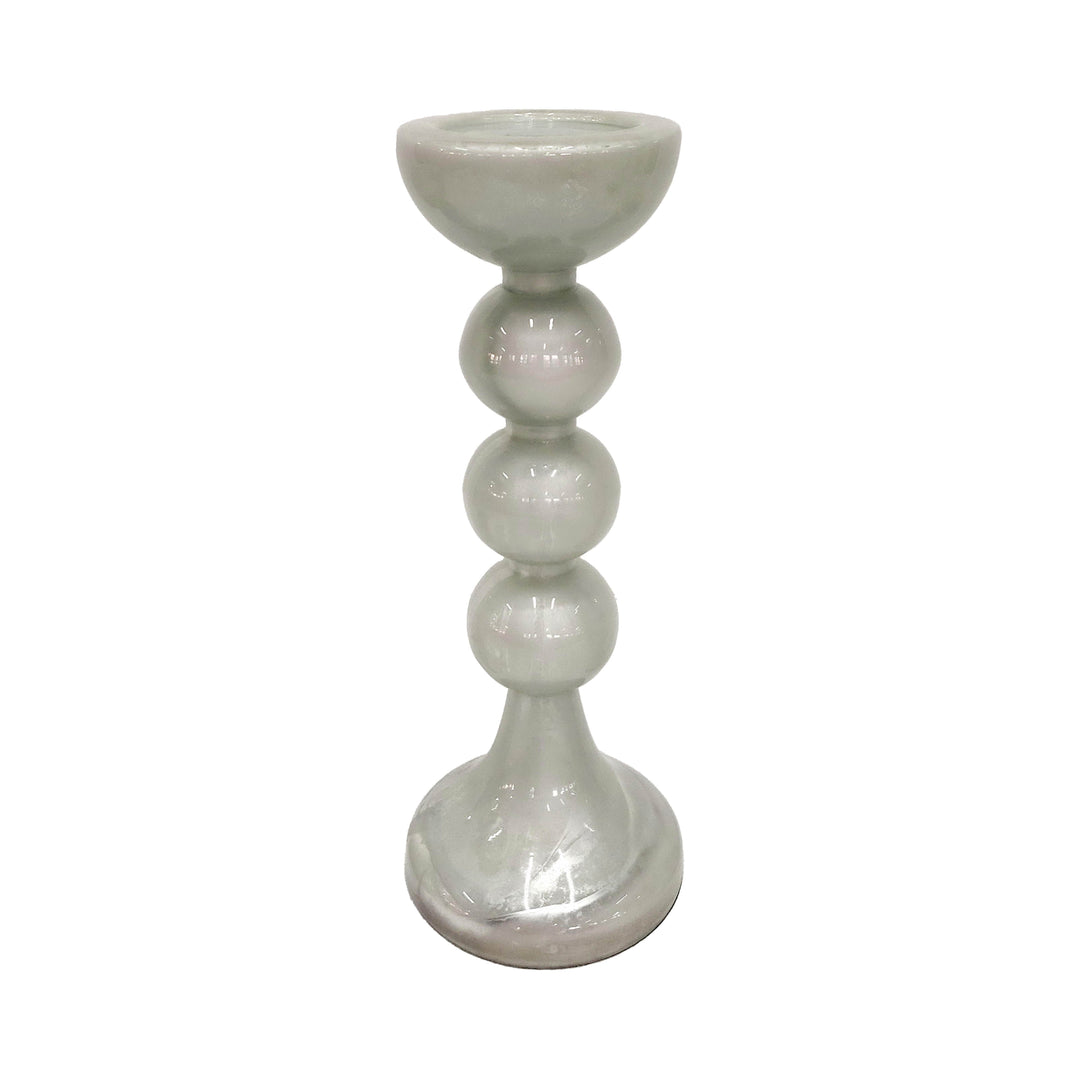 GLASS,18"H,BUBBLY CANDLE HOLDER,WHITE