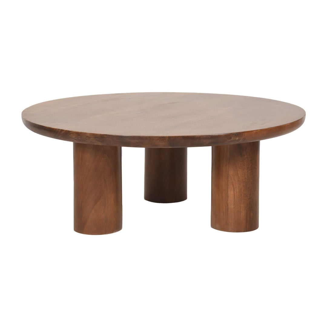 Wood, 35"D  Modern Farmhouse Side Table, Brown Kd