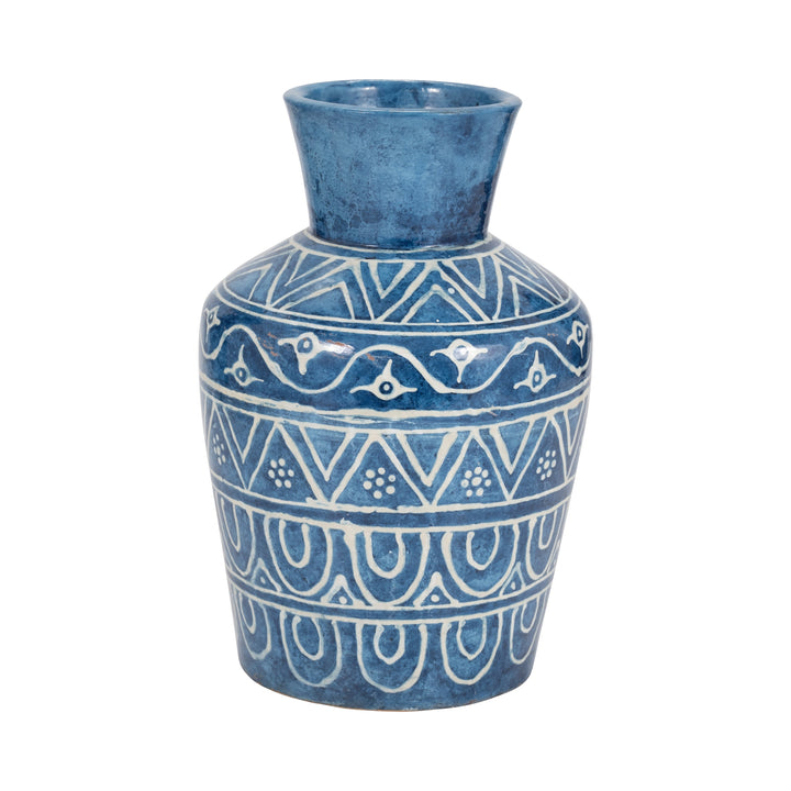 TERRACOTTA, 12"H VASE, BLUE