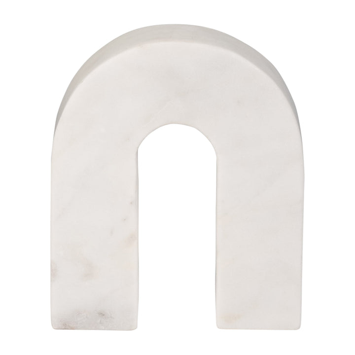 MARBLE, 6"H HORSESHOE TABLETOP DECO, WHITE