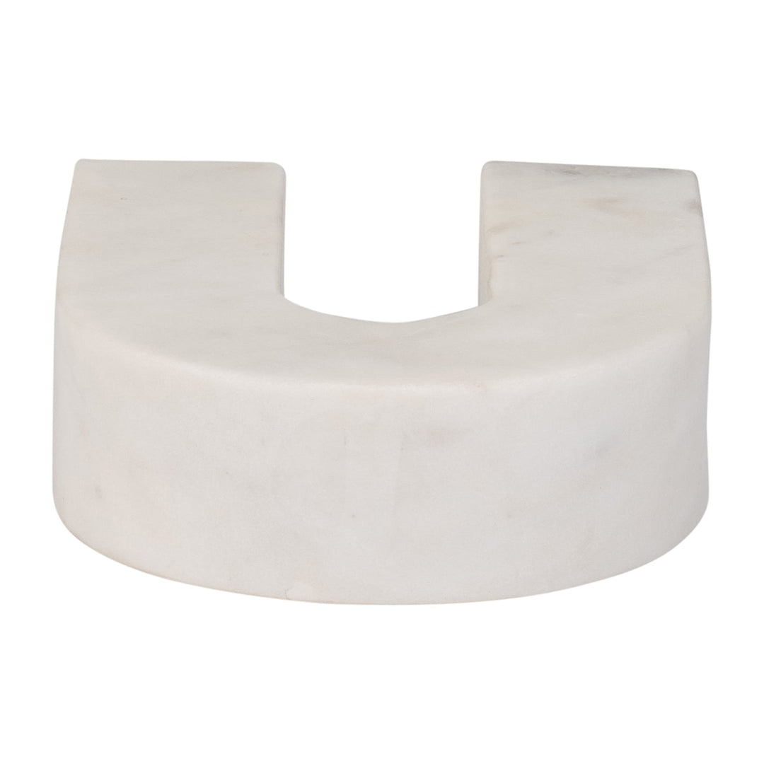 MARBLE, 6"H HORSESHOE TABLETOP DECO, WHITE