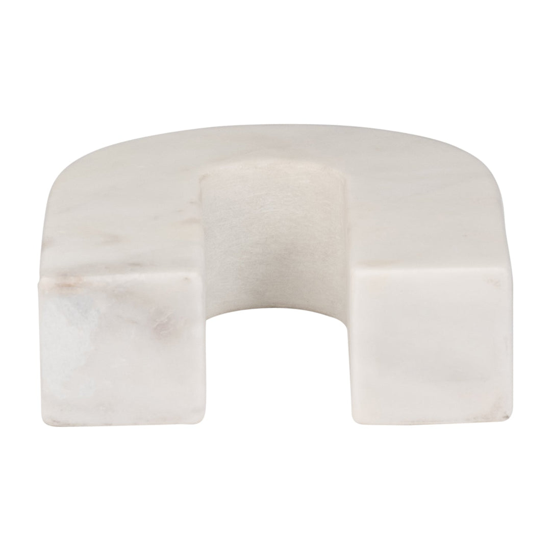 MARBLE, 6"H HORSESHOE TABLETOP DECO, WHITE