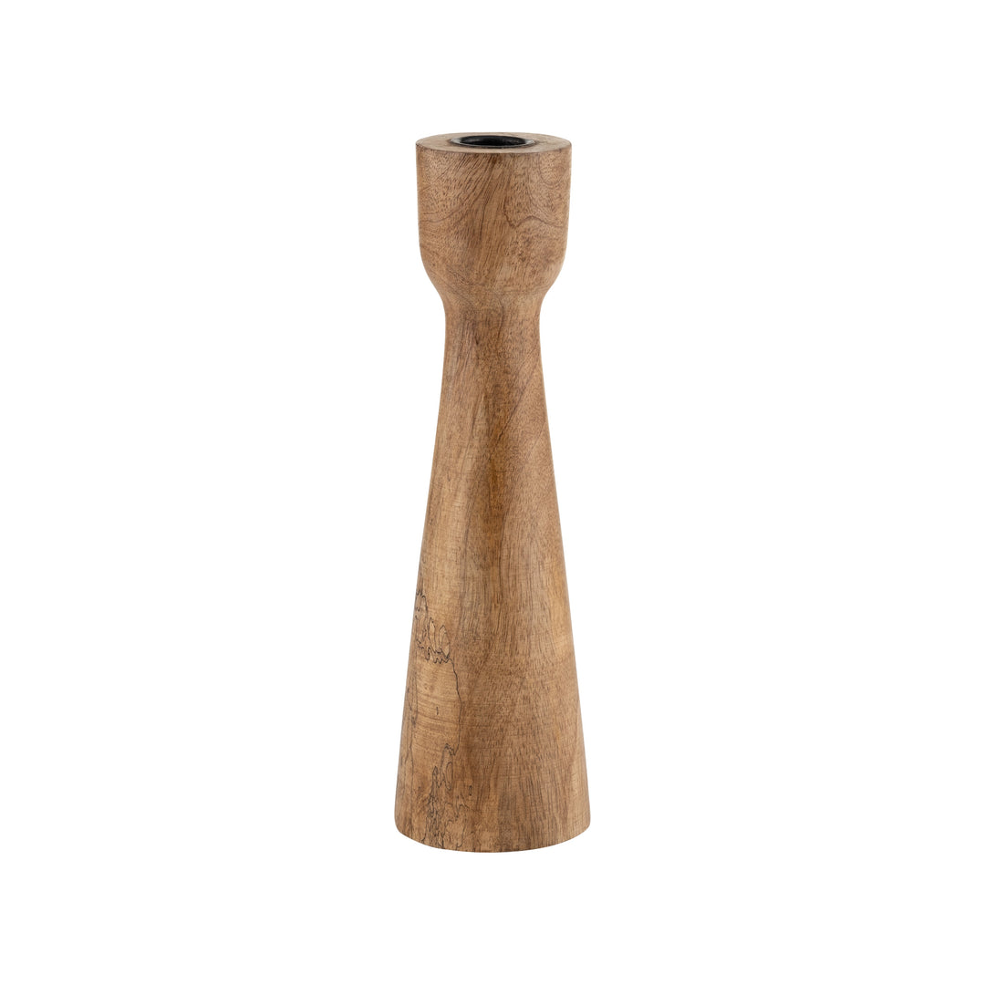 WOOD, 10"H CANDLE HOLDER, BROWN