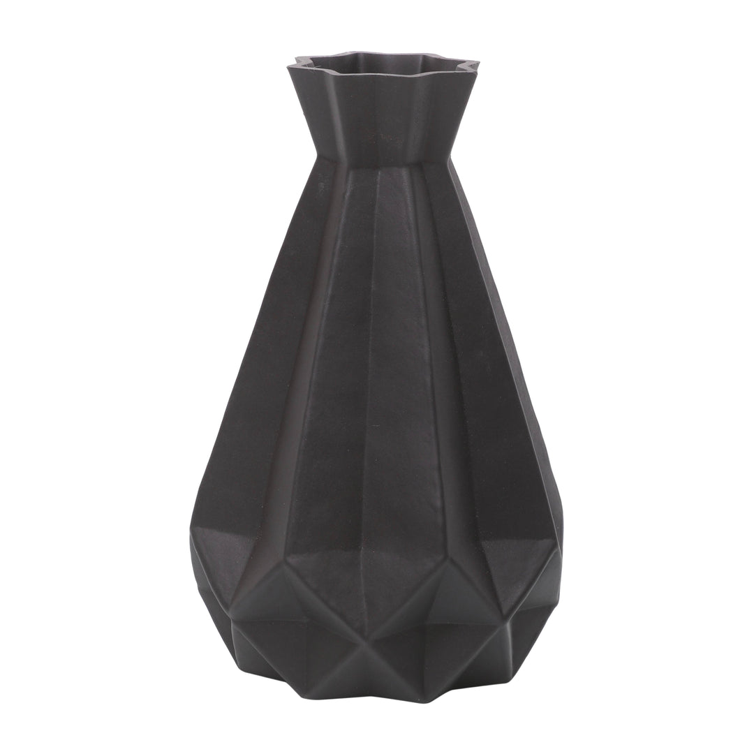 GLASS, 9"H CLASSIC VASE, BLACK