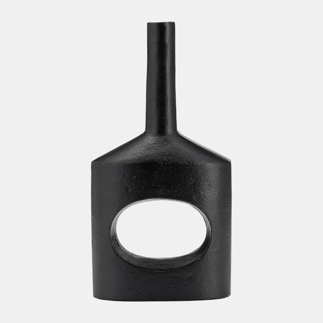 Metal,12"H, Small Modern Open Cut Out Vase,Black