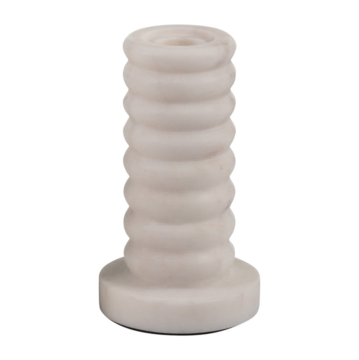 MARBLE,5"H,RIBBED TAPER CANDLE HOLDER ,WHITE