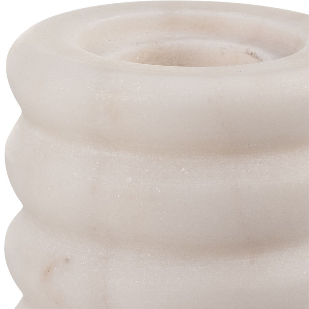 MARBLE,5"H,RIBBED TAPER CANDLE HOLDER ,WHITE