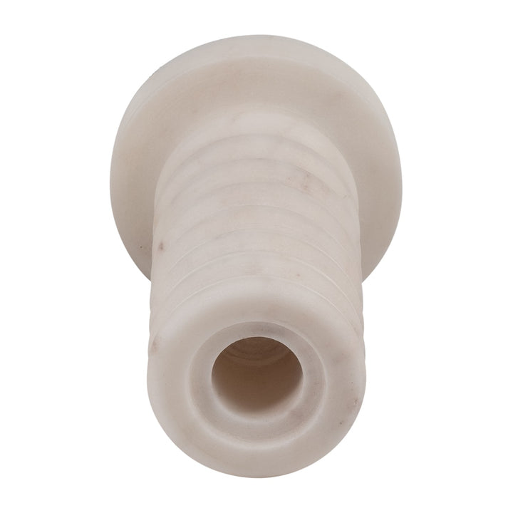 MARBLE,5"H,RIBBED TAPER CANDLE HOLDER ,WHITE