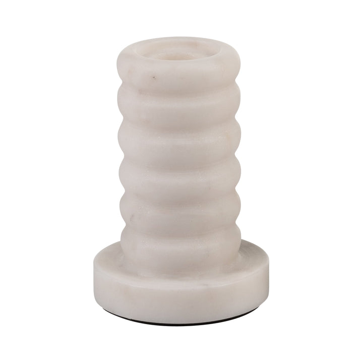 MARBLE,4"H,RIBBED TAPER CANDLE HOLDER ,WHITE