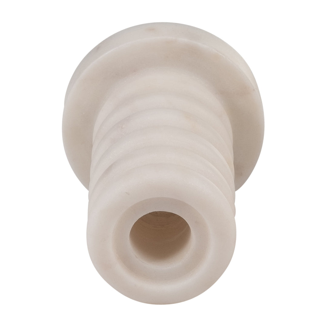 MARBLE,4"H,RIBBED TAPER CANDLE HOLDER ,WHITE