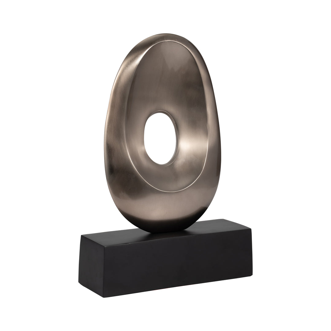 18", METAL OVAL SCULPTURE,SLVR/BLK