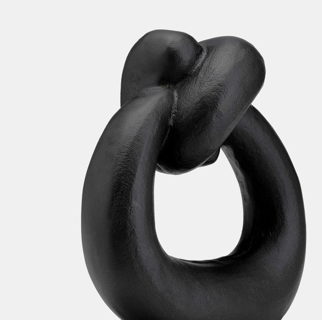 METAL,11"H,BROAD KNOT RING SCULPTURE,BLACK