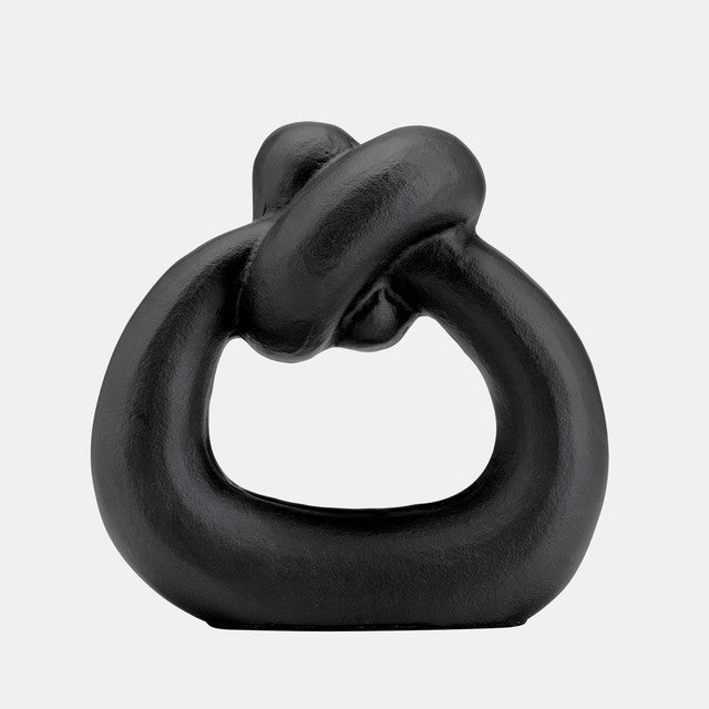 METAL,11"H,BROAD KNOT RING SCULPTURE,BLACK