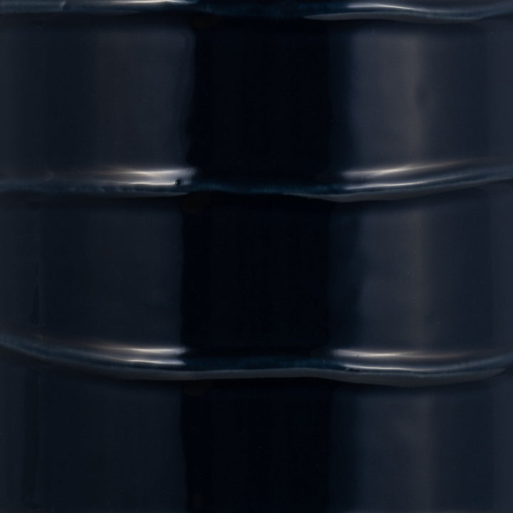 CER, 20"H TRIBAL VASE, NAVY BLUE