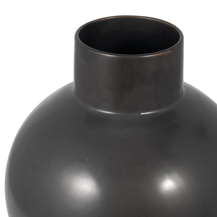 CER, 15"H BUBBLE VASE, BLACK VOLCANIC