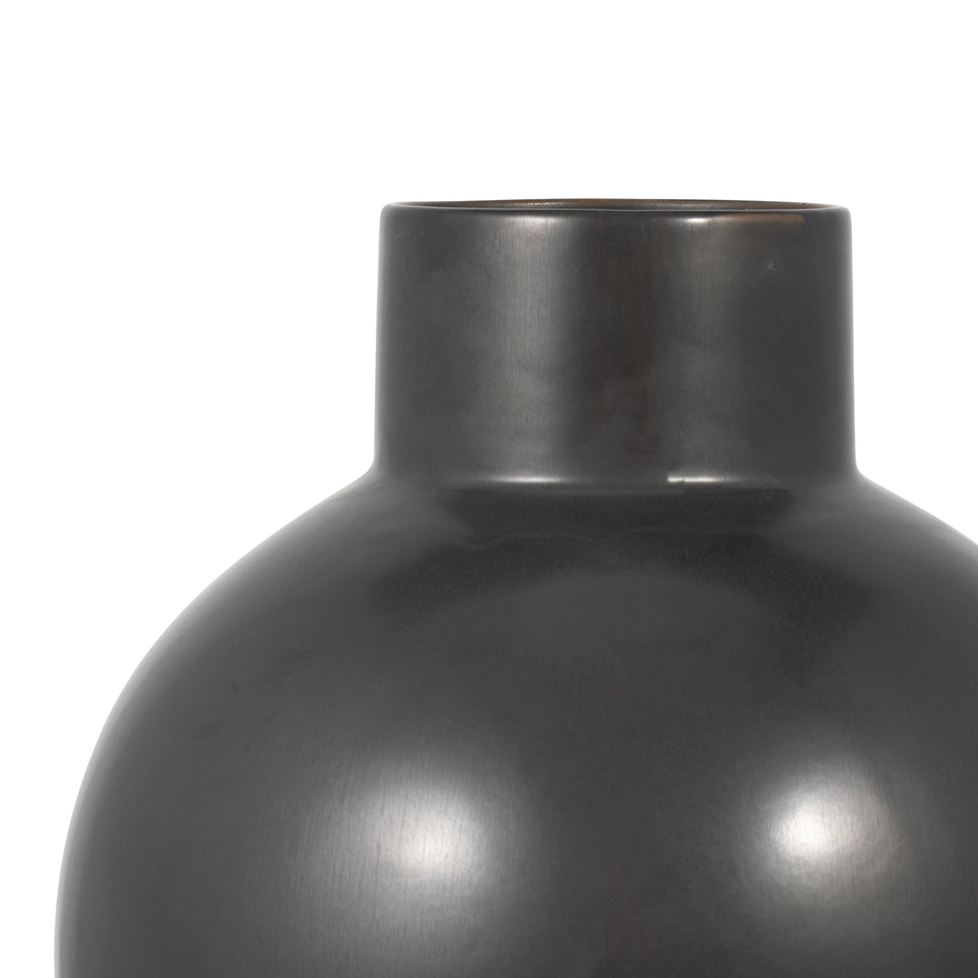 CER, 15"H BUBBLE VASE, BLACK VOLCANIC