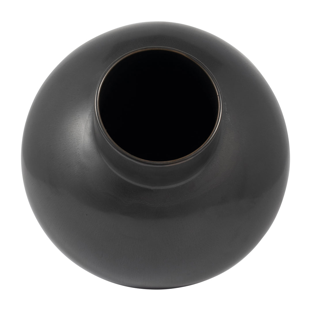 CER, 15"H BUBBLE VASE, BLACK VOLCANIC