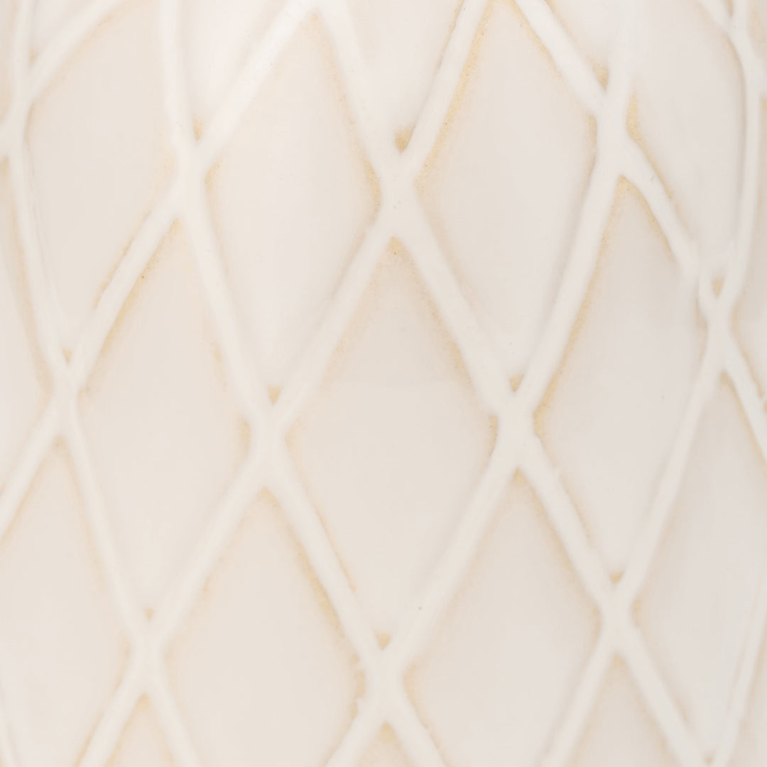 CER, 9" PLAID TEXTURED VASE, BEIGE