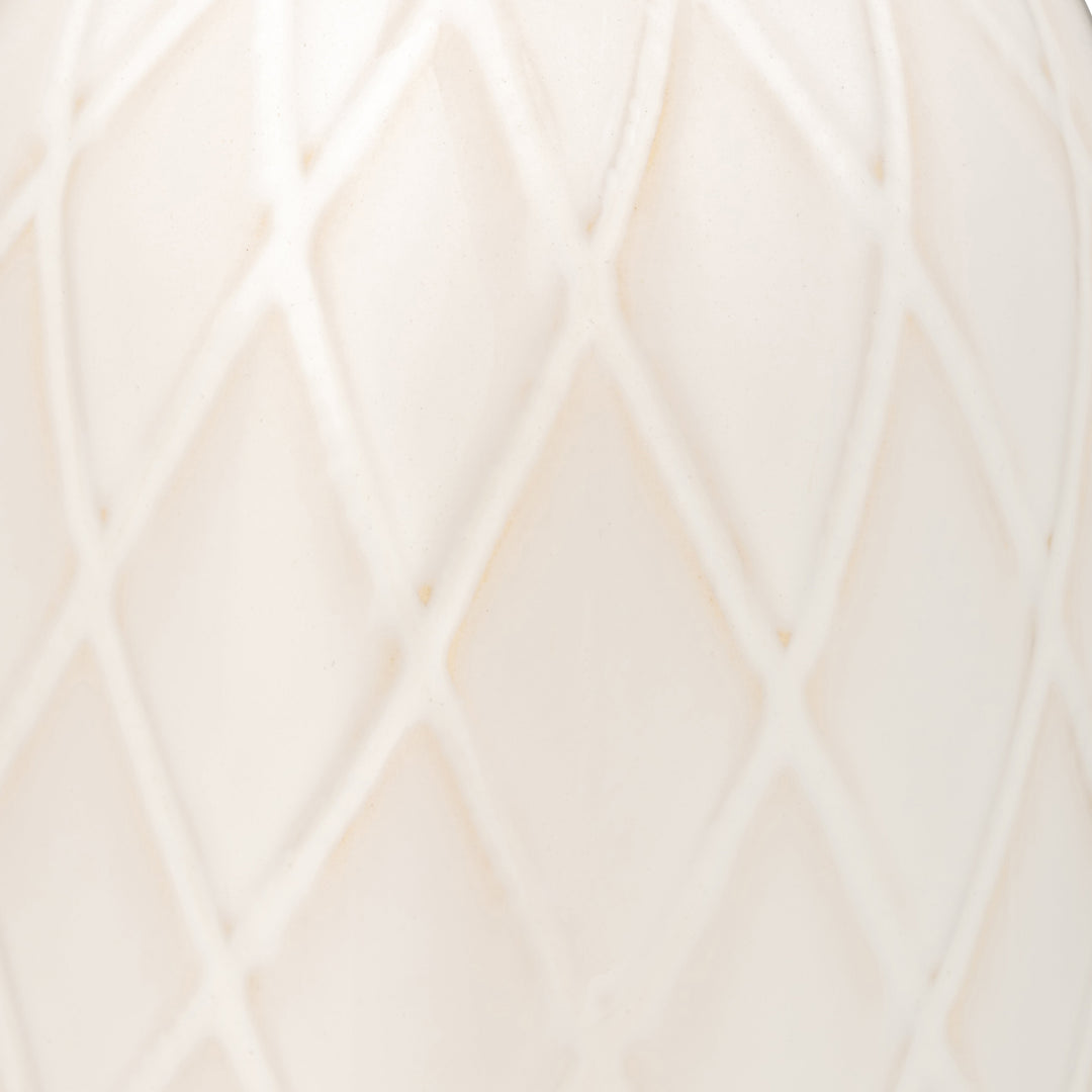 CER, 16" PLAID TEXTURED VASE, BEIGE