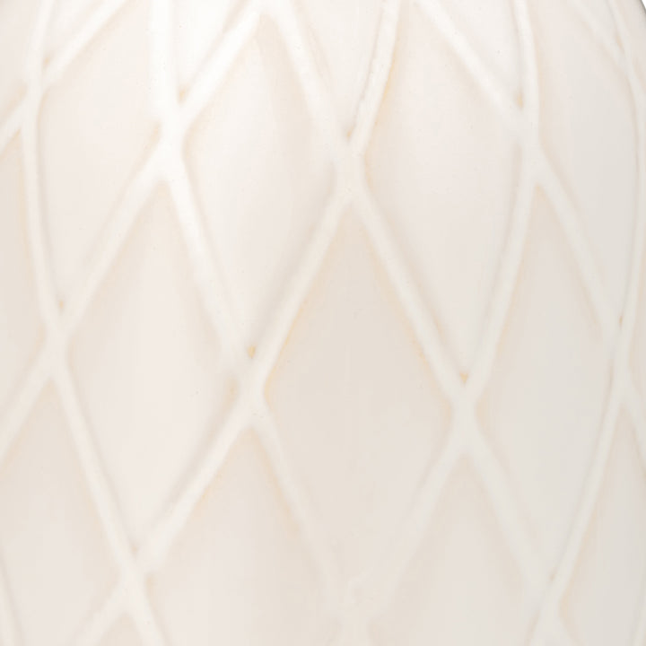 CER, 16" PLAID TEXTURED VASE, BEIGE