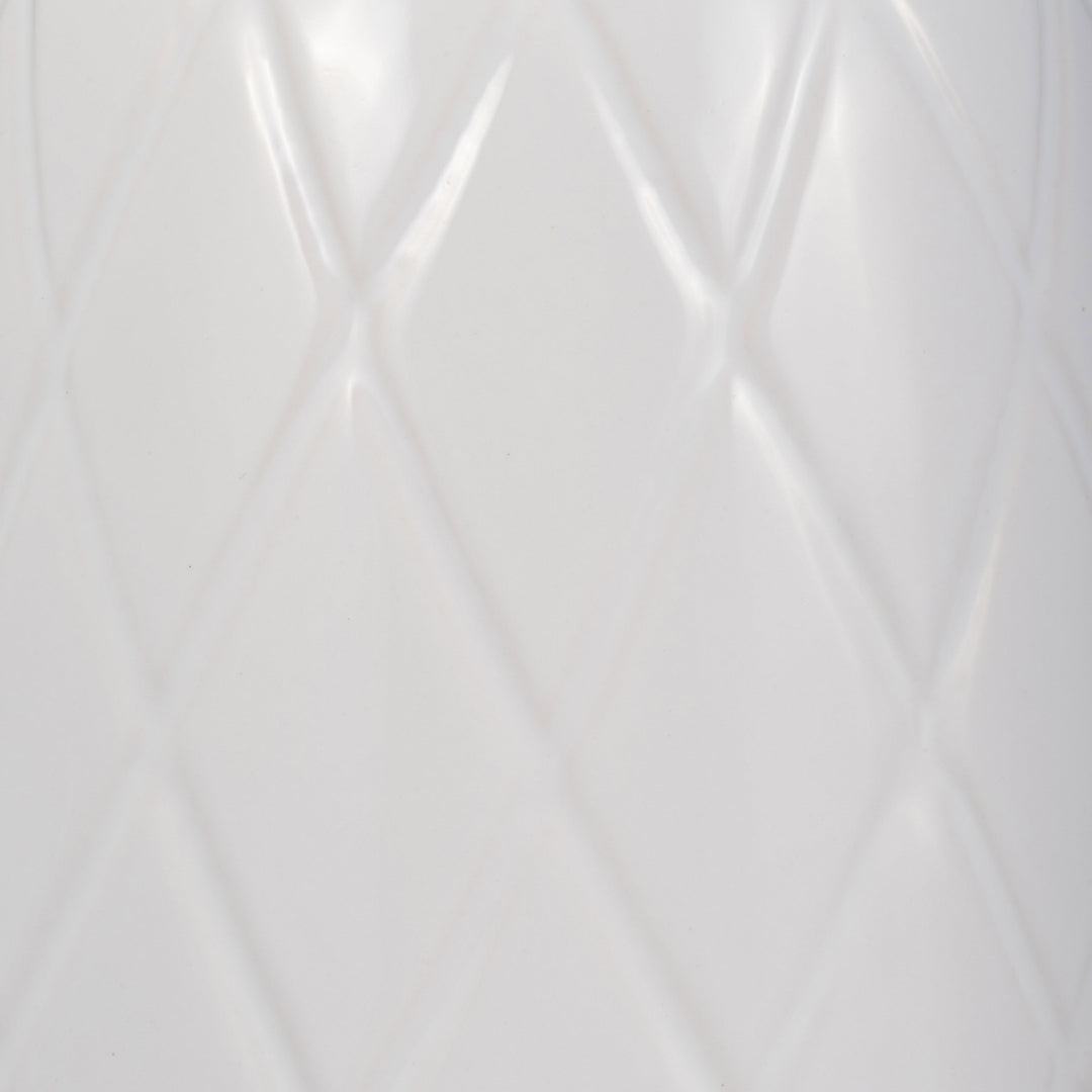 CER, 16" PLAID TEXTURED VASE, WHITE