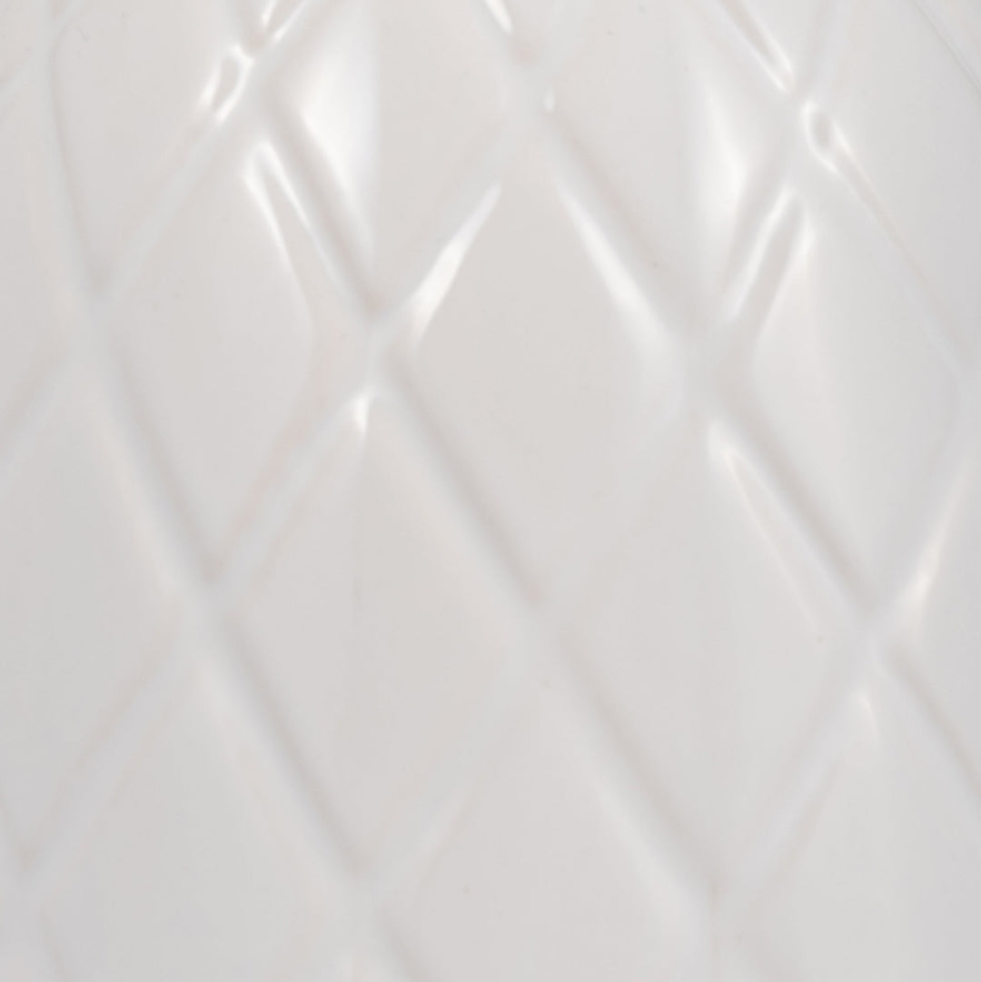 CER, 12" PLAID TEXTURED VASE, WHITE