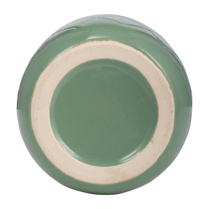 CER, 9" PLAID TEXTURED VASE, DARK SAGE