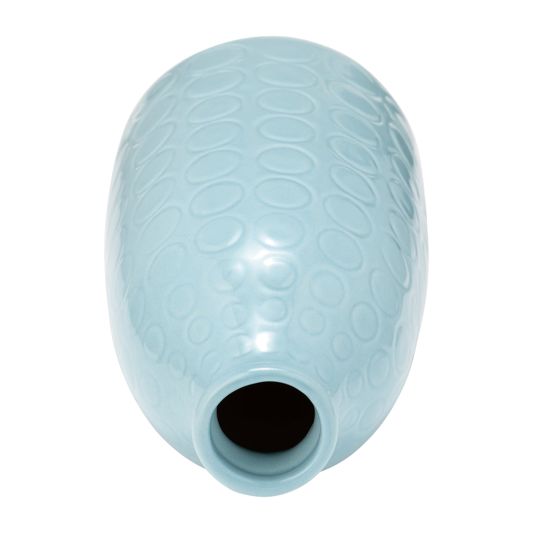 CER, 9" CIRCLES VASE, AQUA HAZE