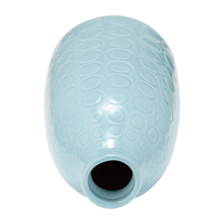 CER, 9" CIRCLES VASE, AQUA HAZE