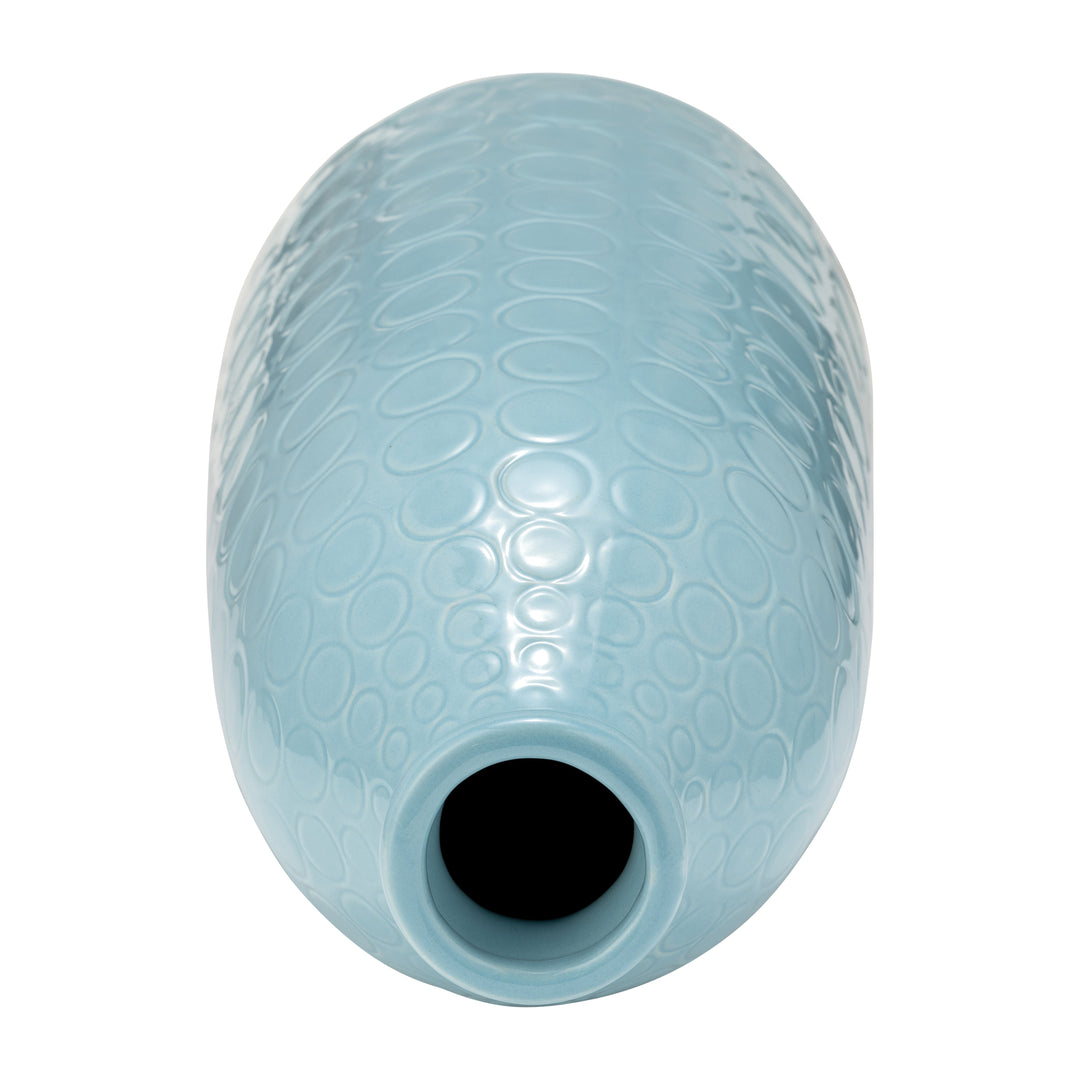 CER, 16" CIRCLES VASE, AQUA HAZE