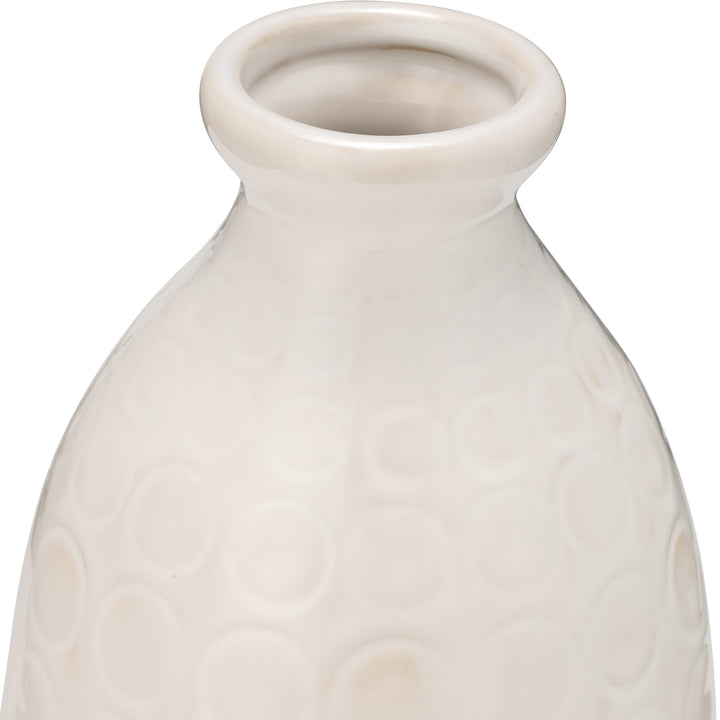 CER, 12" CIRCLES VASE, BEIGE