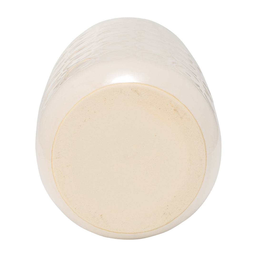 CER, 12" CIRCLES VASE, BEIGE