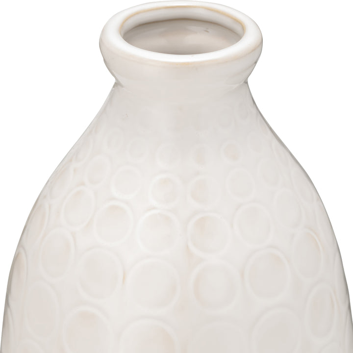 CER, 16" CIRCLES VASE, BEIGE