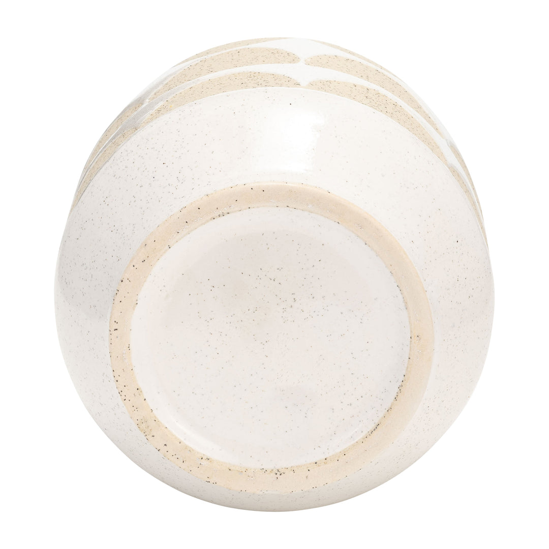 CER, 10"H HALF CIRCLES VASE, IVORY