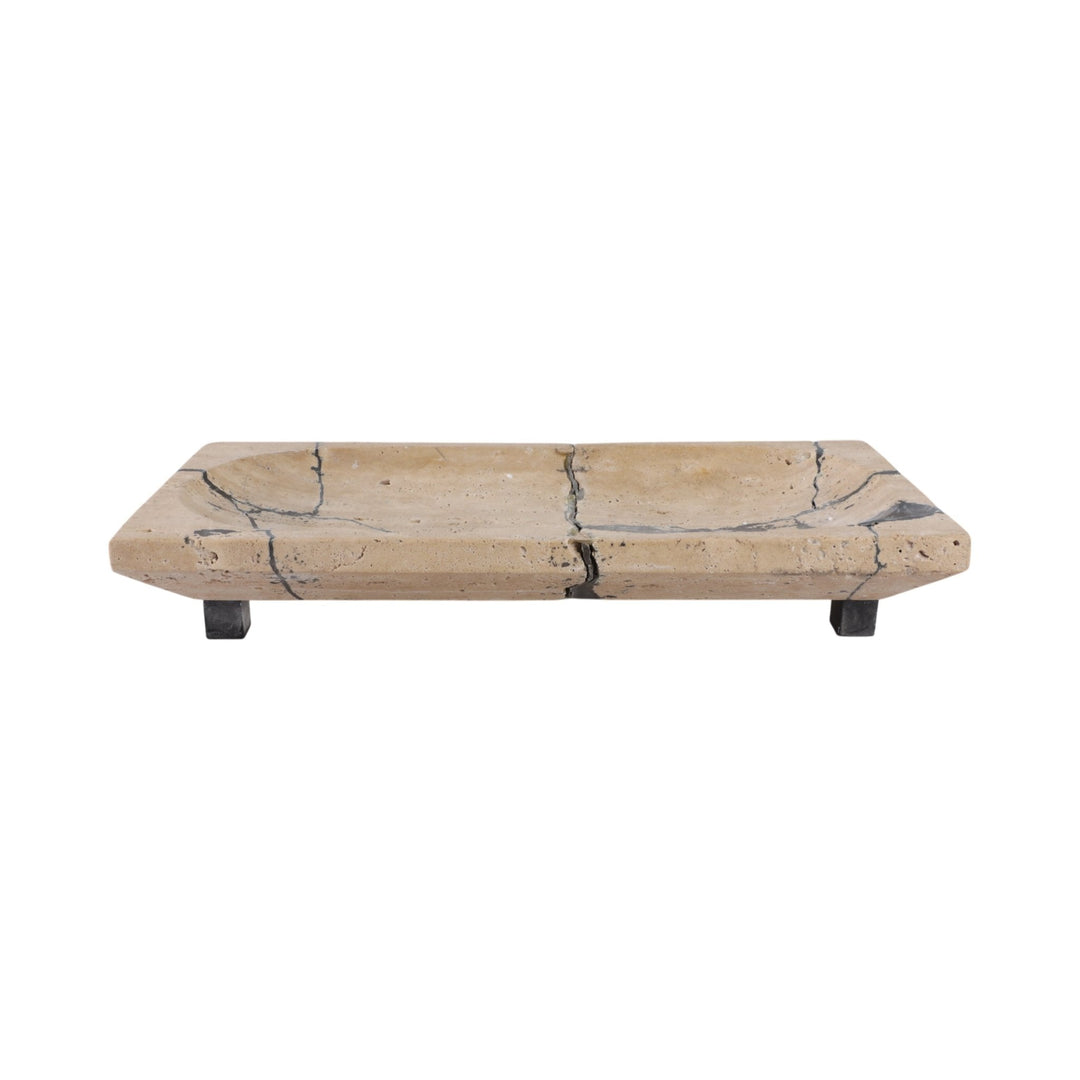 18" Gorda Crackle Travertine Tray