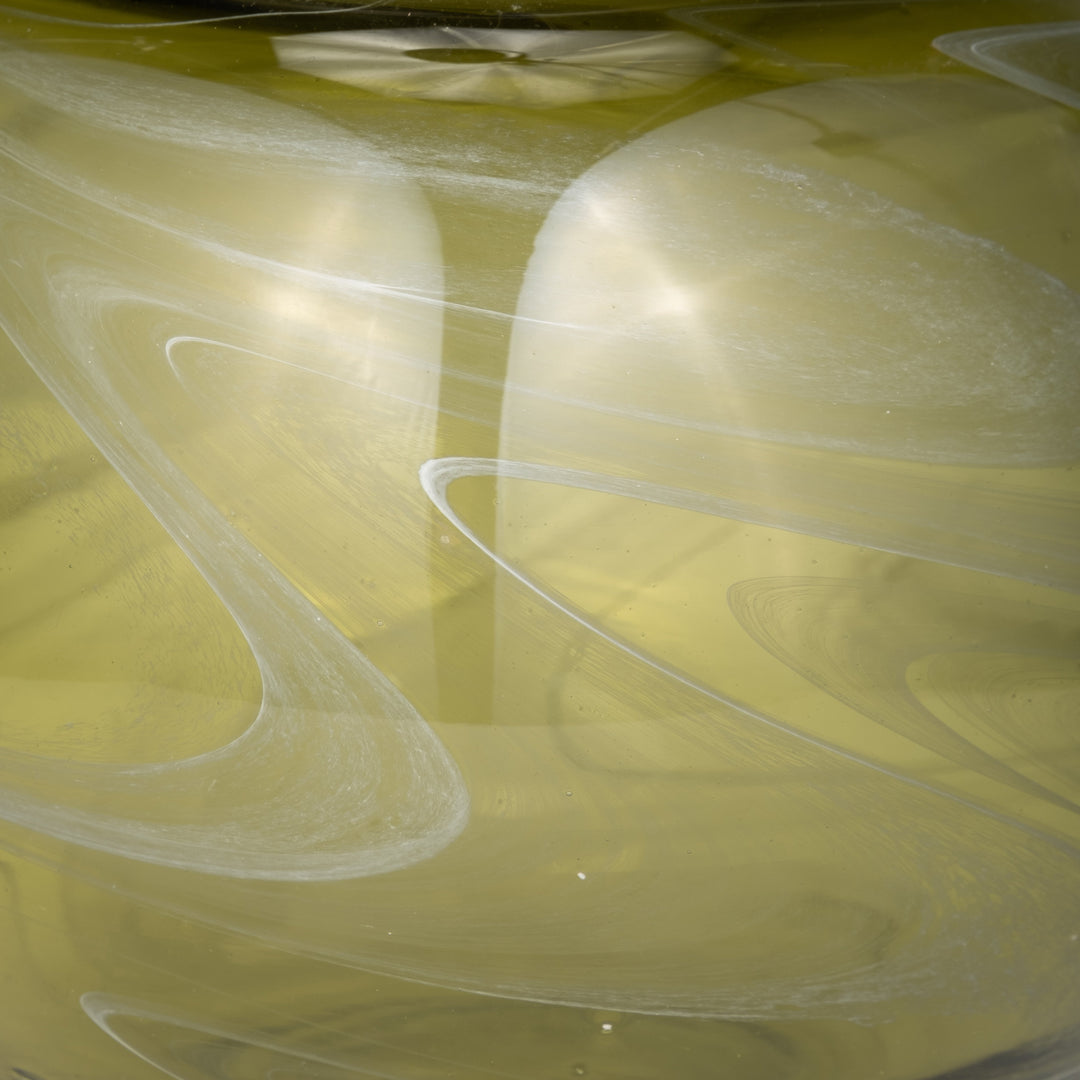 GLASS, 7" BOWL GREEN SWIRL