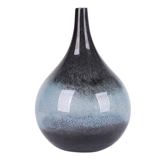 GLASS, 12" VASE BLUE OMBRE